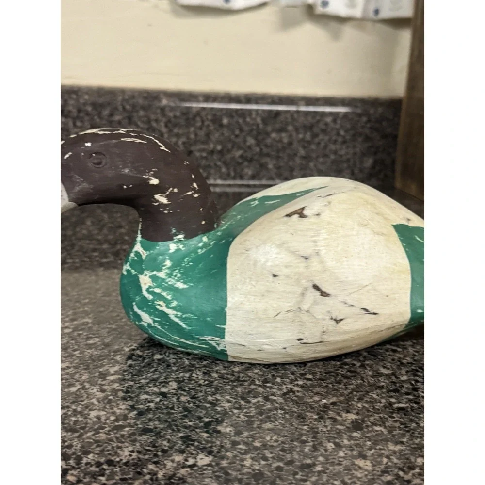 Antique Primitive Carved & Painted Wooden Duck Decoy